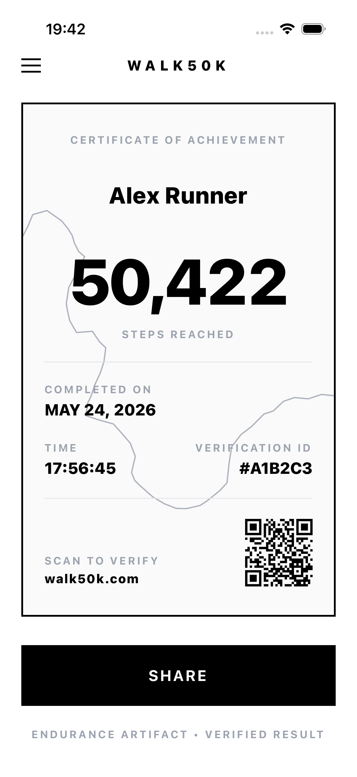 Digital certificate — timestamped proof of completion